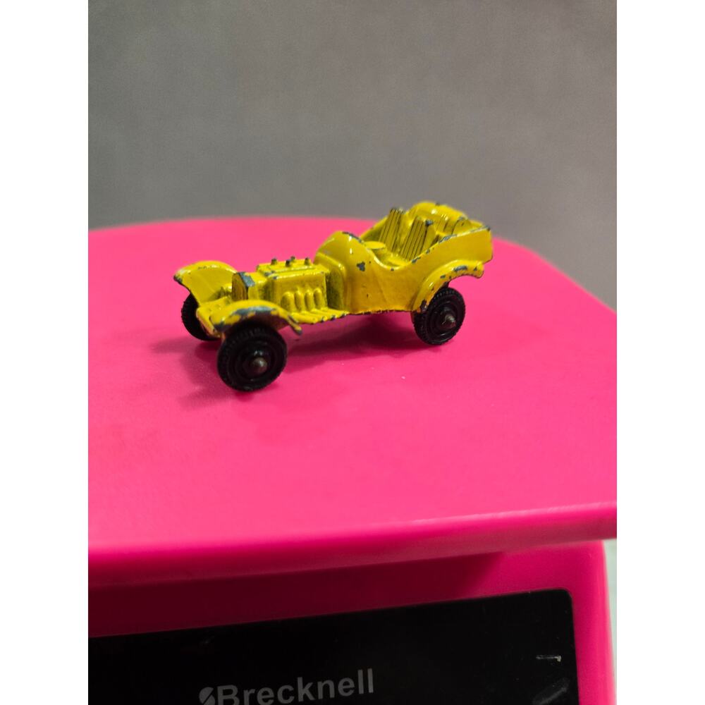 Vintage Tootsie Toy Metal Diecast Yellow Roadster 2" Long Junk Drawer Find